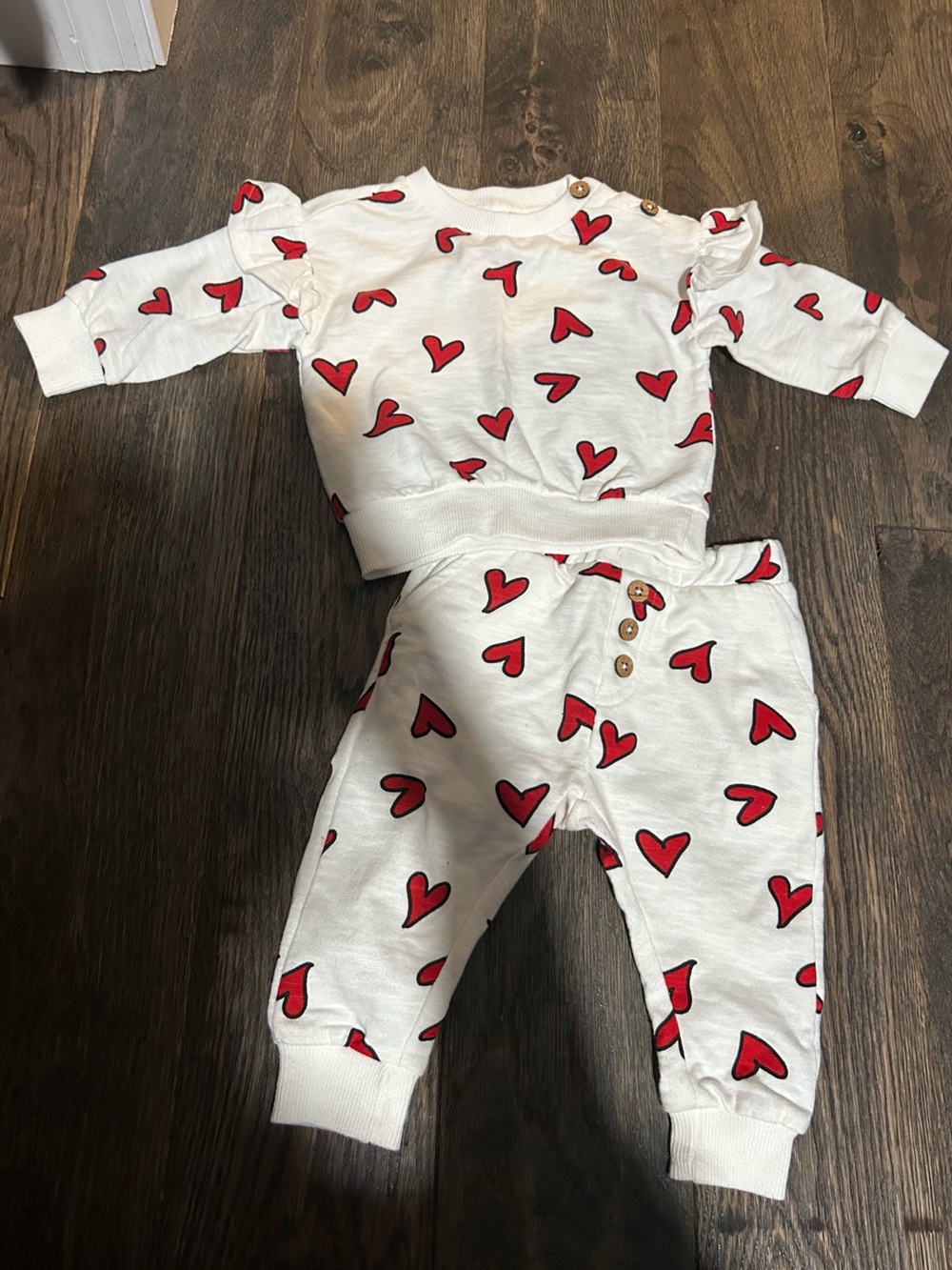 White Baby Set with Red Hearts Size 3-6 months